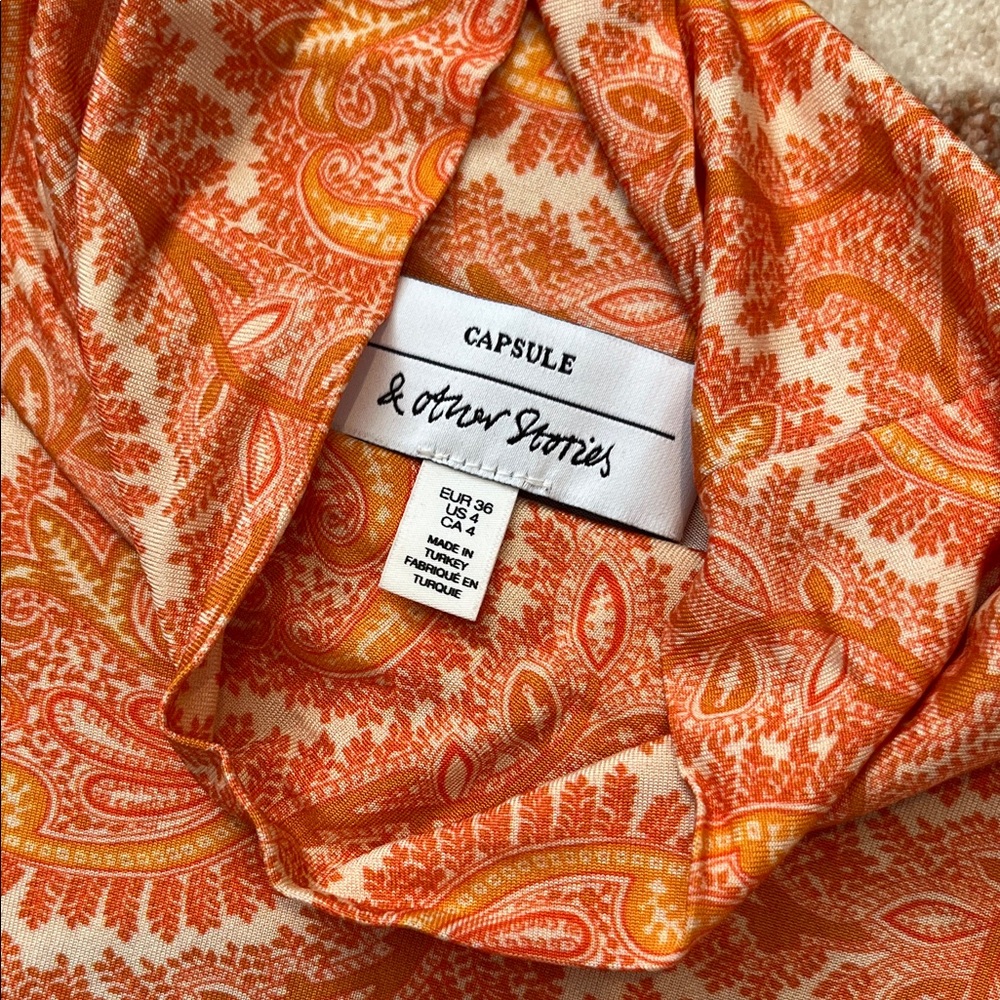Orange Patterned Women's Blouse - Picture 2 of 3